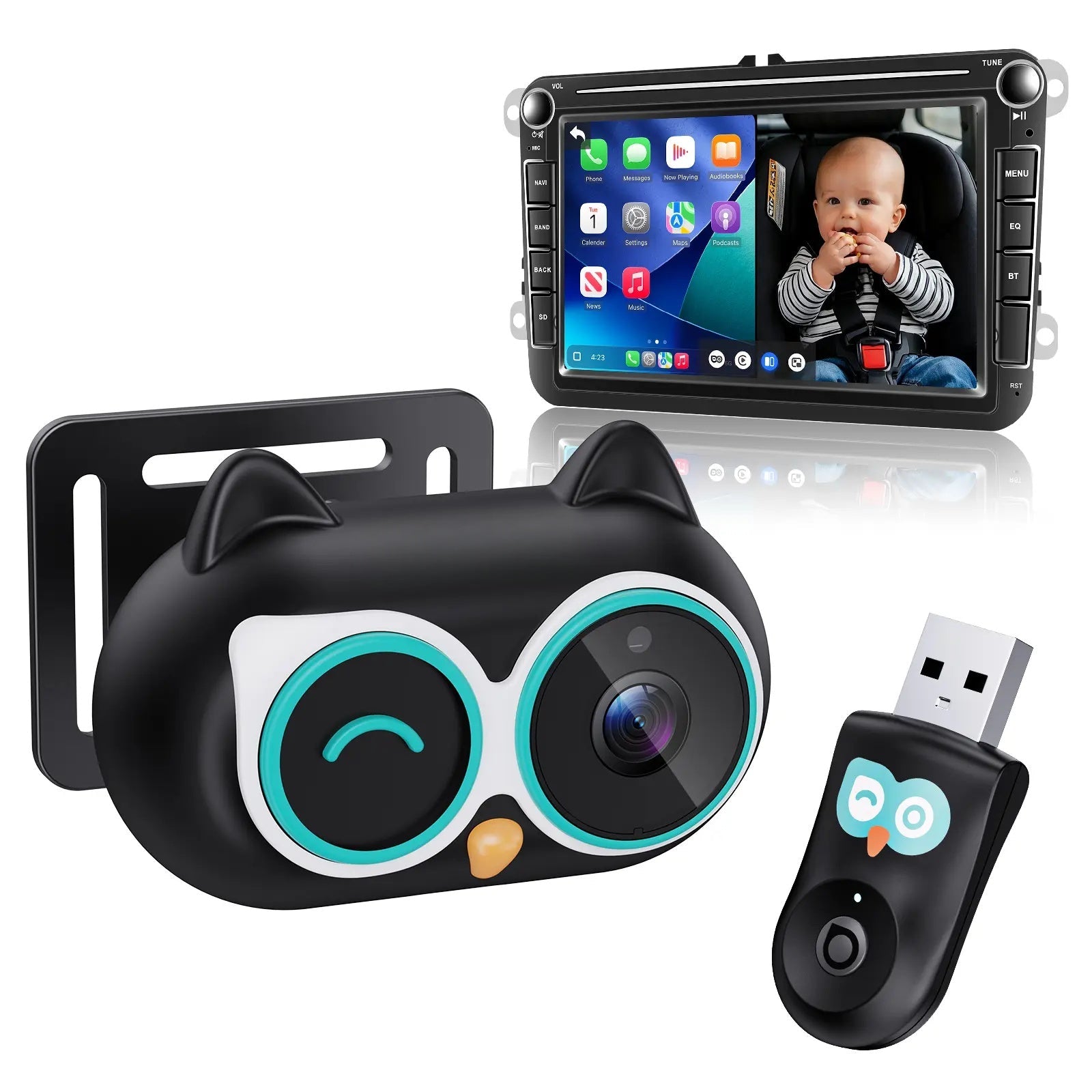 ✨Baby Car Camera &Wireless CarPlay Adapter